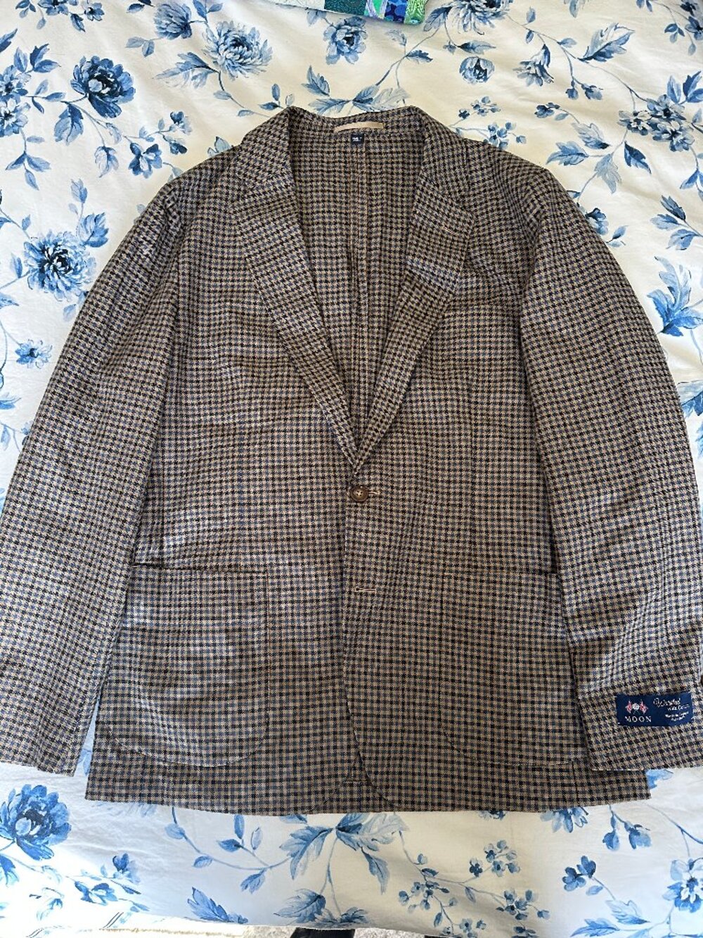J.Crew Ludlow Slim Sportcoat Abraham Moon Cotton-Wool Tan Blue Guncheck 42R